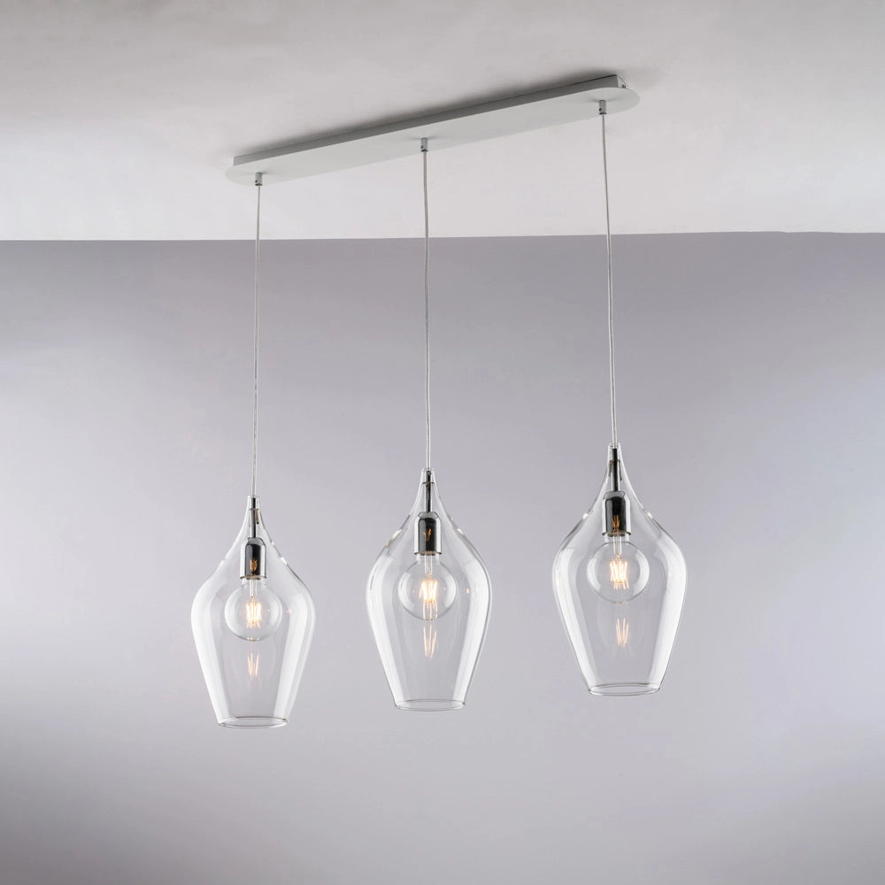 Lampada binaria in ferro con vetri pyrex 75x10x41