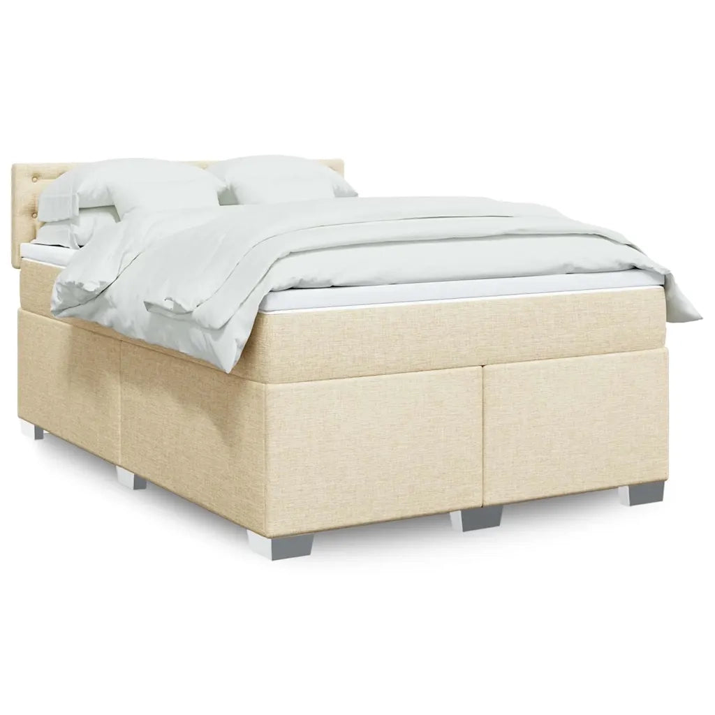 vidaXL Giroletto a Molle con Materasso Crema 140x19 cm in Tessuto