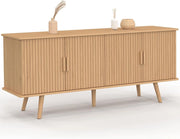 Credenza JULIETTE 140 cm con 4 ante a doghe in legno color rovere