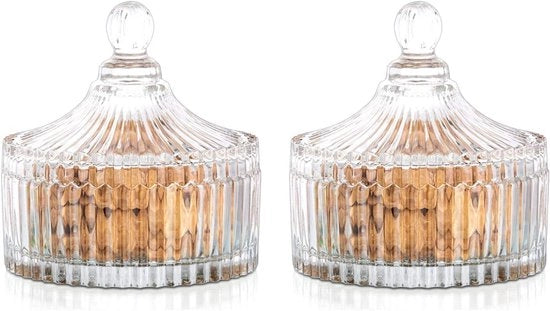 Vaschette in Vetro Vintage da 650 Ml per Conservazione di Dolci - Cioccolatini - Bocconi di Cioccolato - Biscotti - Zucchero - Regalo di Compleanno - Natale - Festa - Matrimonio - Cucina