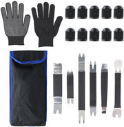 Kit di smontaggio per auto, set da 17 pezzi di punterie, strumento per la rimozione di rivetti per rivestimenti interni in metallo, kit di smontaggio per portiere, kit di smontaggio per rivestimenti di auto