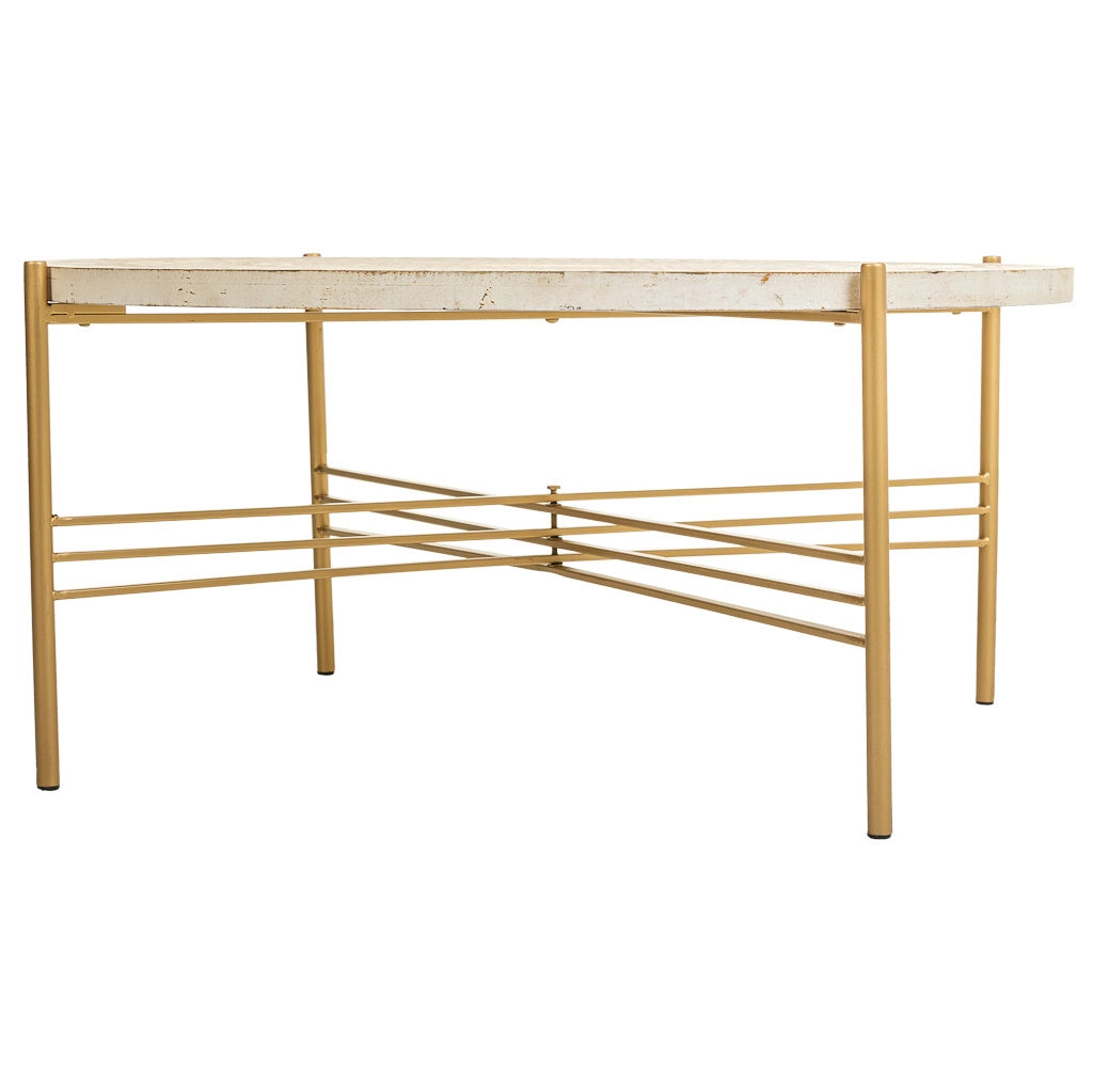 Tavolino in legno bianco e metallo 80x80x36h