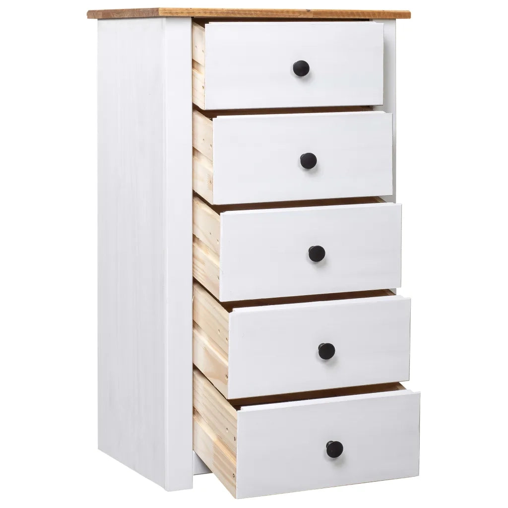 Credenza Bianca 46x40x89 cm in Legno Massello di Pino Panama 282651