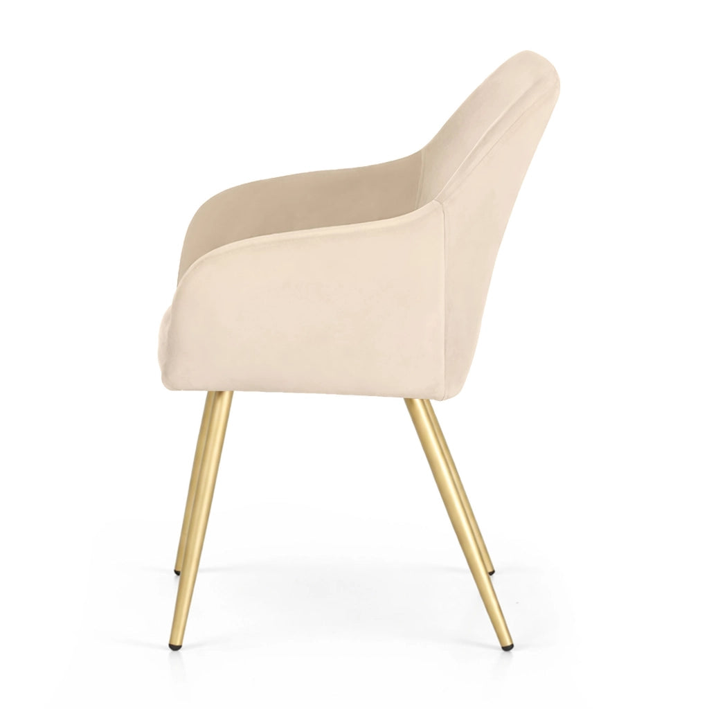 Set di 6 Sedie in velluto liscio ESTELLE Beige gambe oro