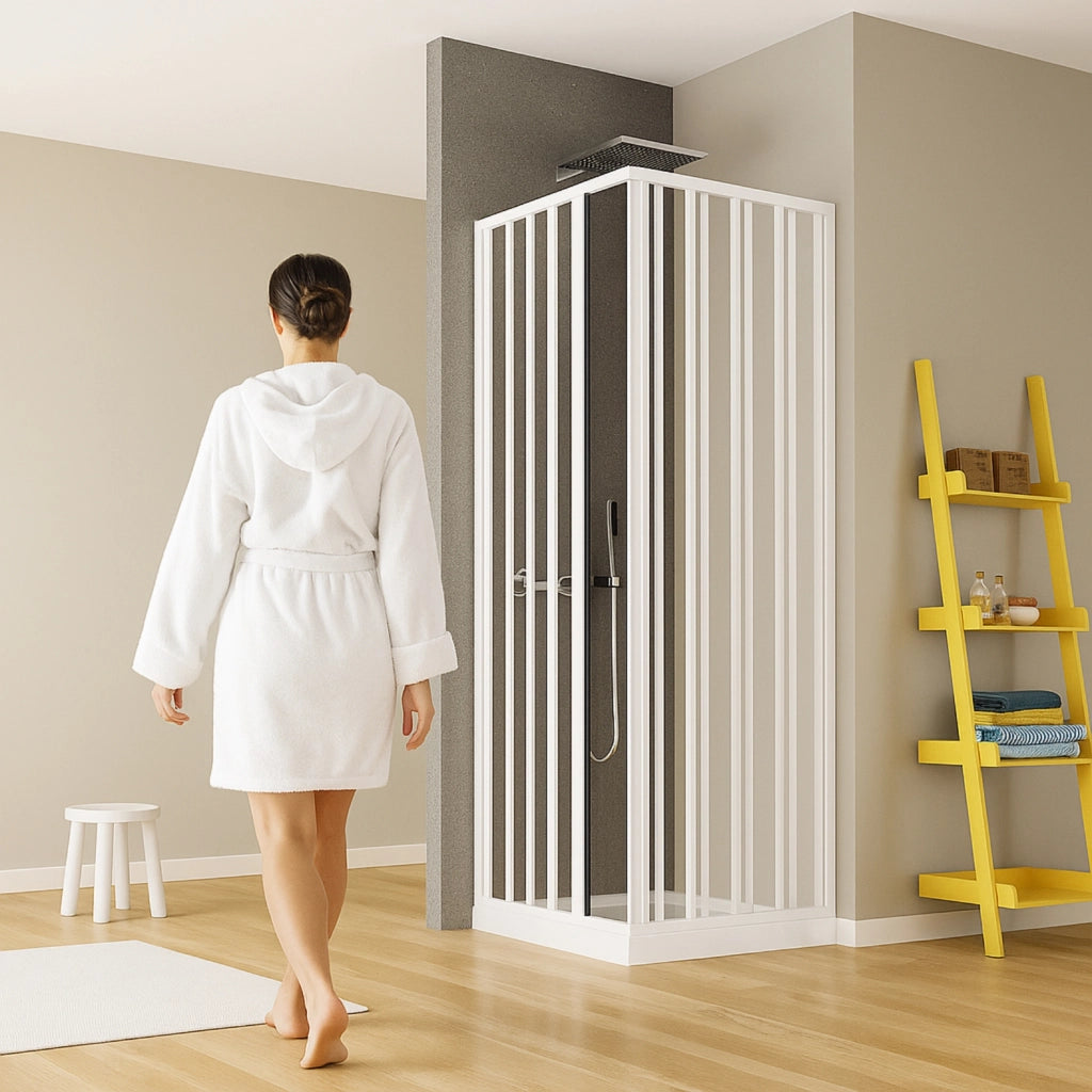 Box doccia angolo soffietto bianco carmen ac altezza cm 185 pvc e maniglia *** misure 90x100 cm, confezione 1