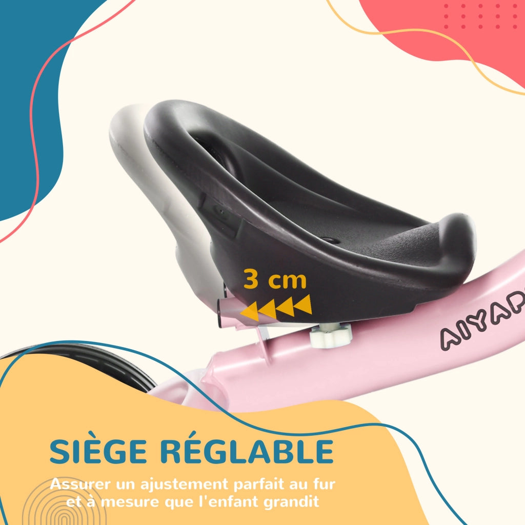 Triciclo bambini con campanello e cestino, sella regolabile con schienale ¨C Xylo ¨C Rosa, 2-5 anni