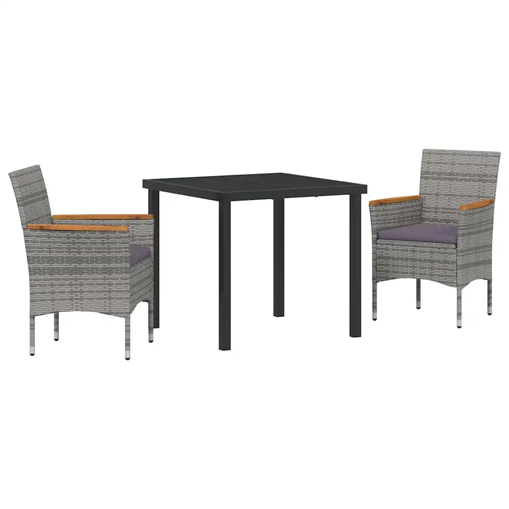 Set da Pranzo per Giardino con cuscino 3 pcs Grigio polyrattan 3379758
