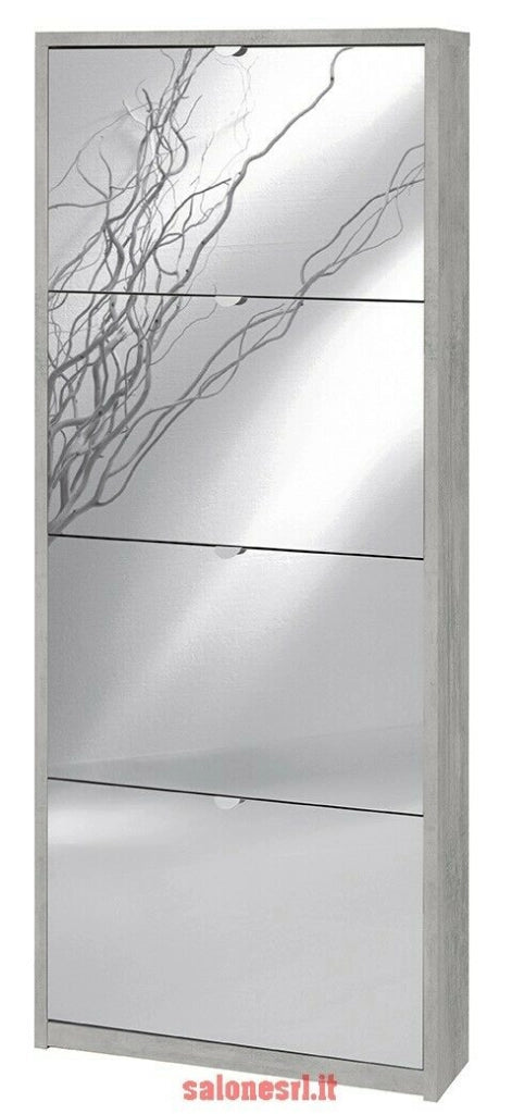 KIT SCARPIERA 4 ANTE CON RIBALTA E SPECCHIO FRONTALE H154 L63 P18 Cm FINITURA CEMENTO SARMOG Sk554spk