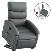 Poltrona | Sedia Relax Alzapersona Reclinabile Grigio in Similpelle