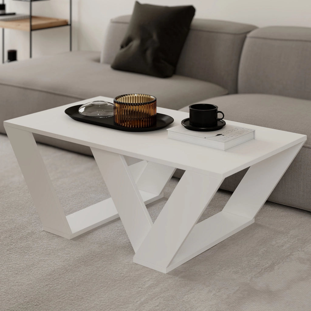 Tavolino da caffè in legno "Pipra" - 110 x 60 x 40 cm - Bianco
