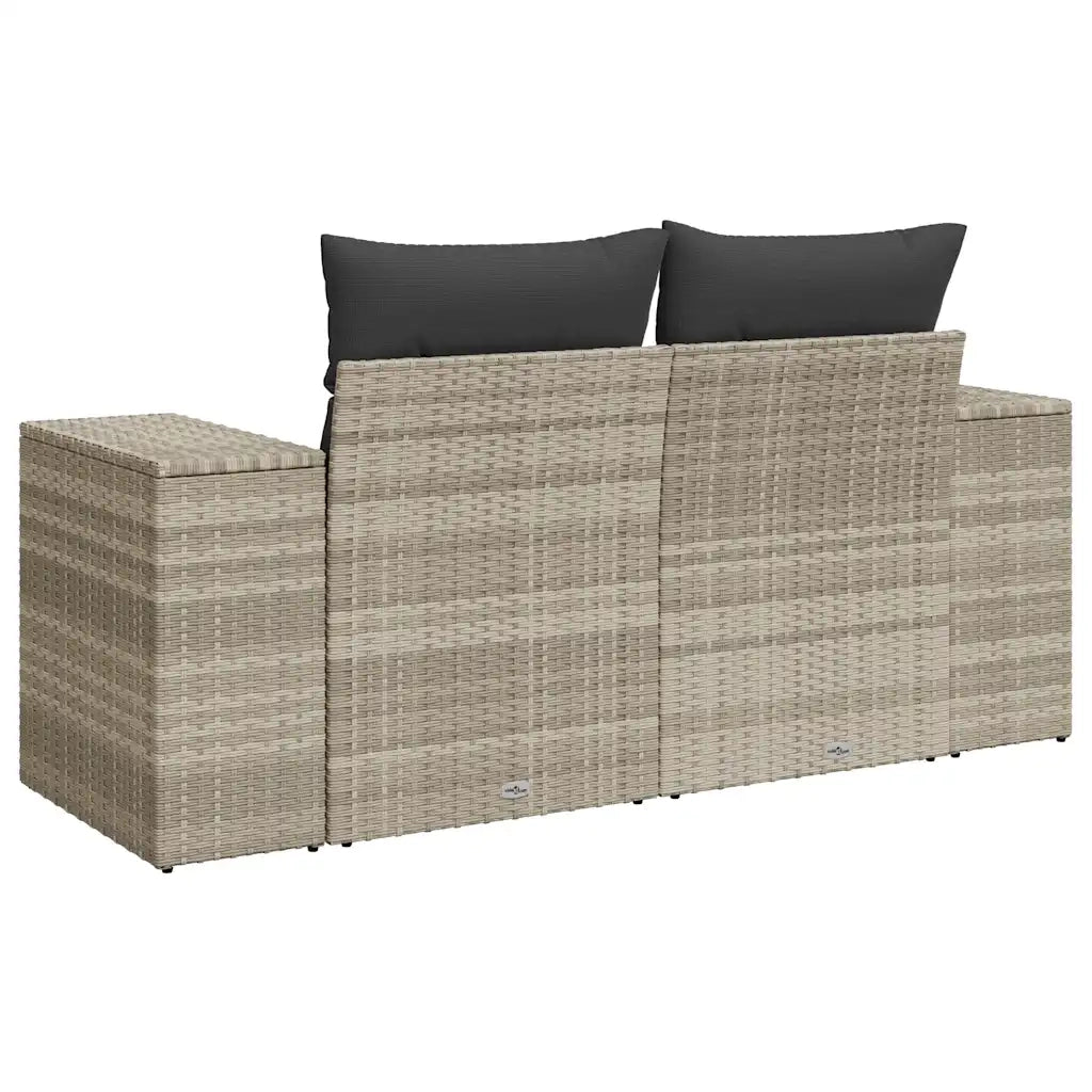 Divano da Giardino con Cuscini 2 Posti-Sofa da Giardino-Divano da esterno Grigio Chiaro Polyrattan 394837