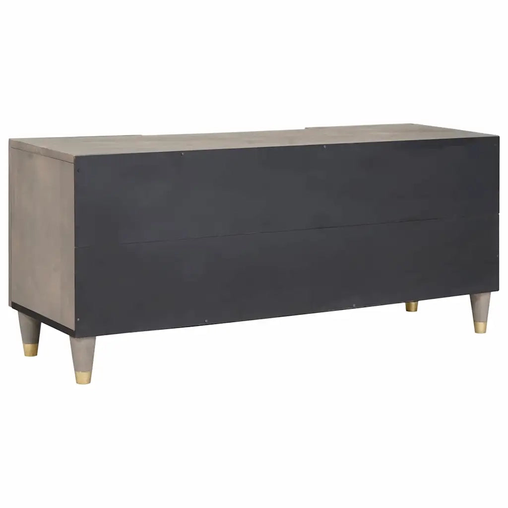 Mobile TV Grigio 105 x 33 x 46 cm Legno di mango massello 4018786
