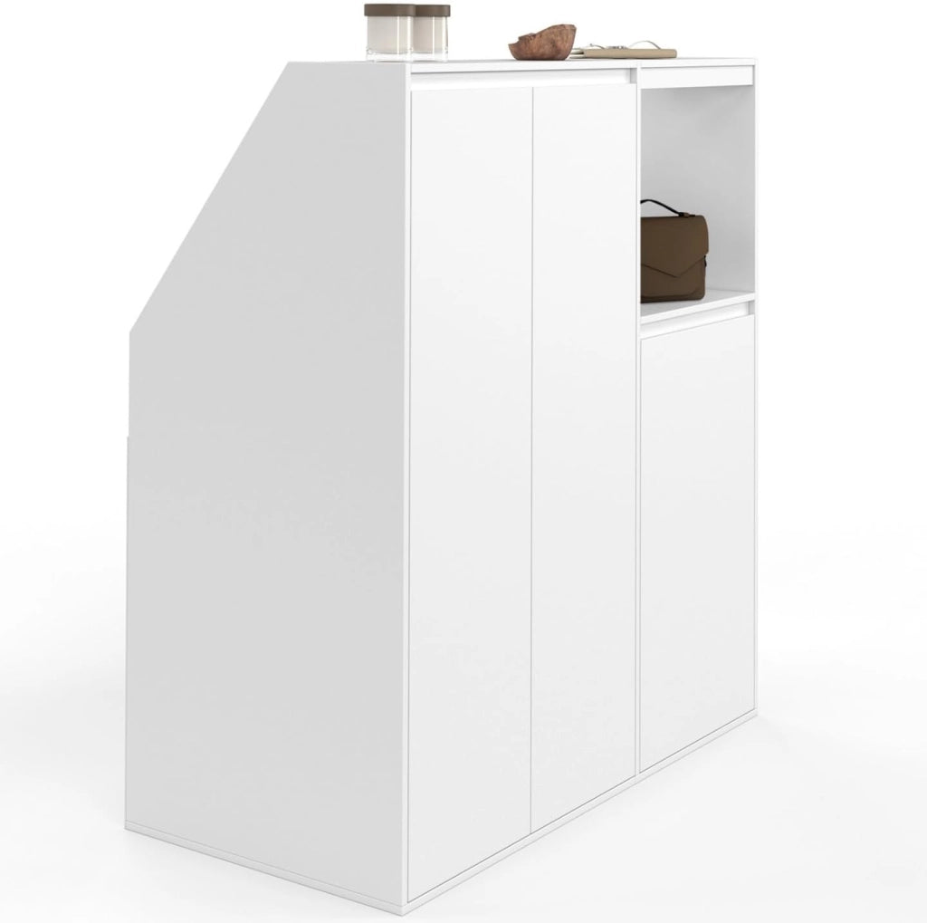 Set di armadi a 2 ante + 1 anta e 1 nicchia TOMI bianco sottopensile