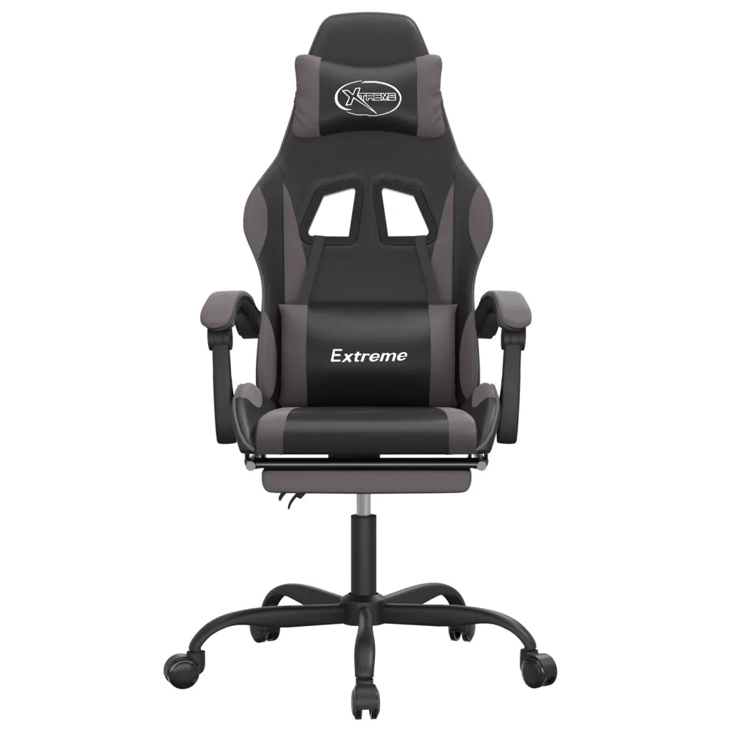 vidaXL Sedia da Gaming Girevole Poggiapiedi Nero e Grigio Similpelle
