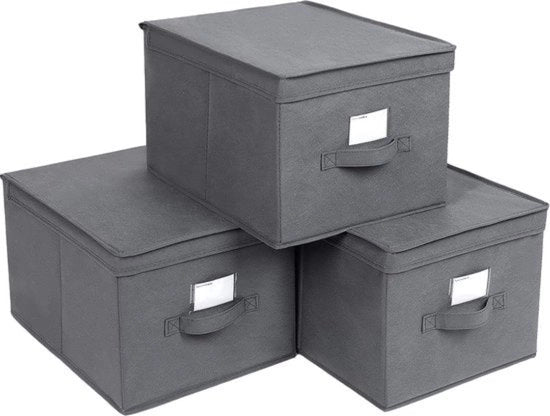 Set di cassetti pieghevoli, 3 pezzi, Cassetto pieghevole, cassa in tessuto, 40 x 30 x 25 cm, grigio