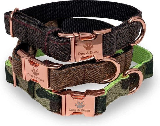 Collare per cani e set di cinghie rosé dorato regolabile per cani grandi - 2 m di lunghezza - 3 anelli di chiusura - nylon - regalo per cani