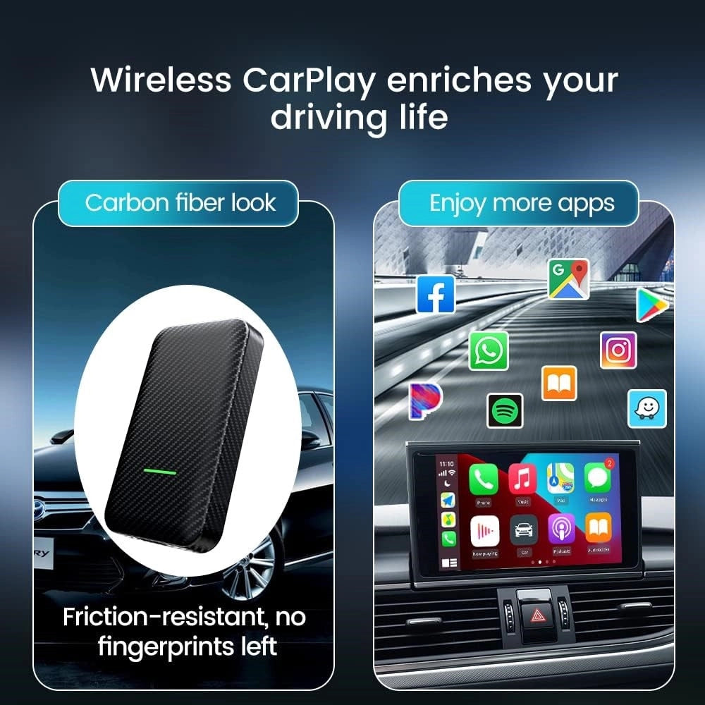 Trade Shop - Adattatore Carplay Wireless Carlin 3.0 Auto Cavo Porta Chip 5g Controllo Vocale Siri -