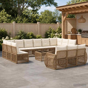 Set Divano da Giardino 14 pcs Beige e Bianco Crema polyrattan 3435573