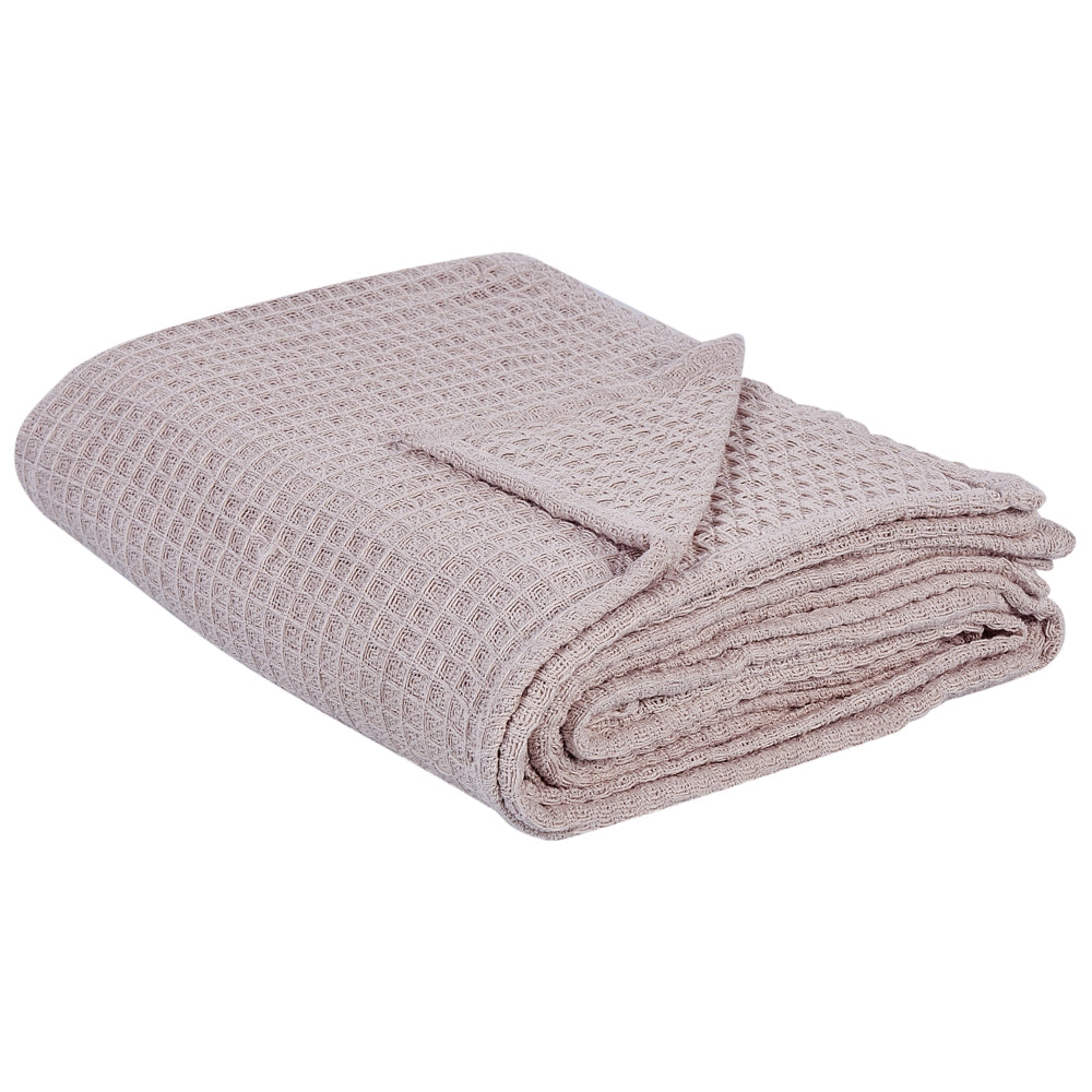 Copriletto in cotone rosa 150 x 200 cm con motivo a quadretti, decorativo, per il soggiorno e la camera da letto.