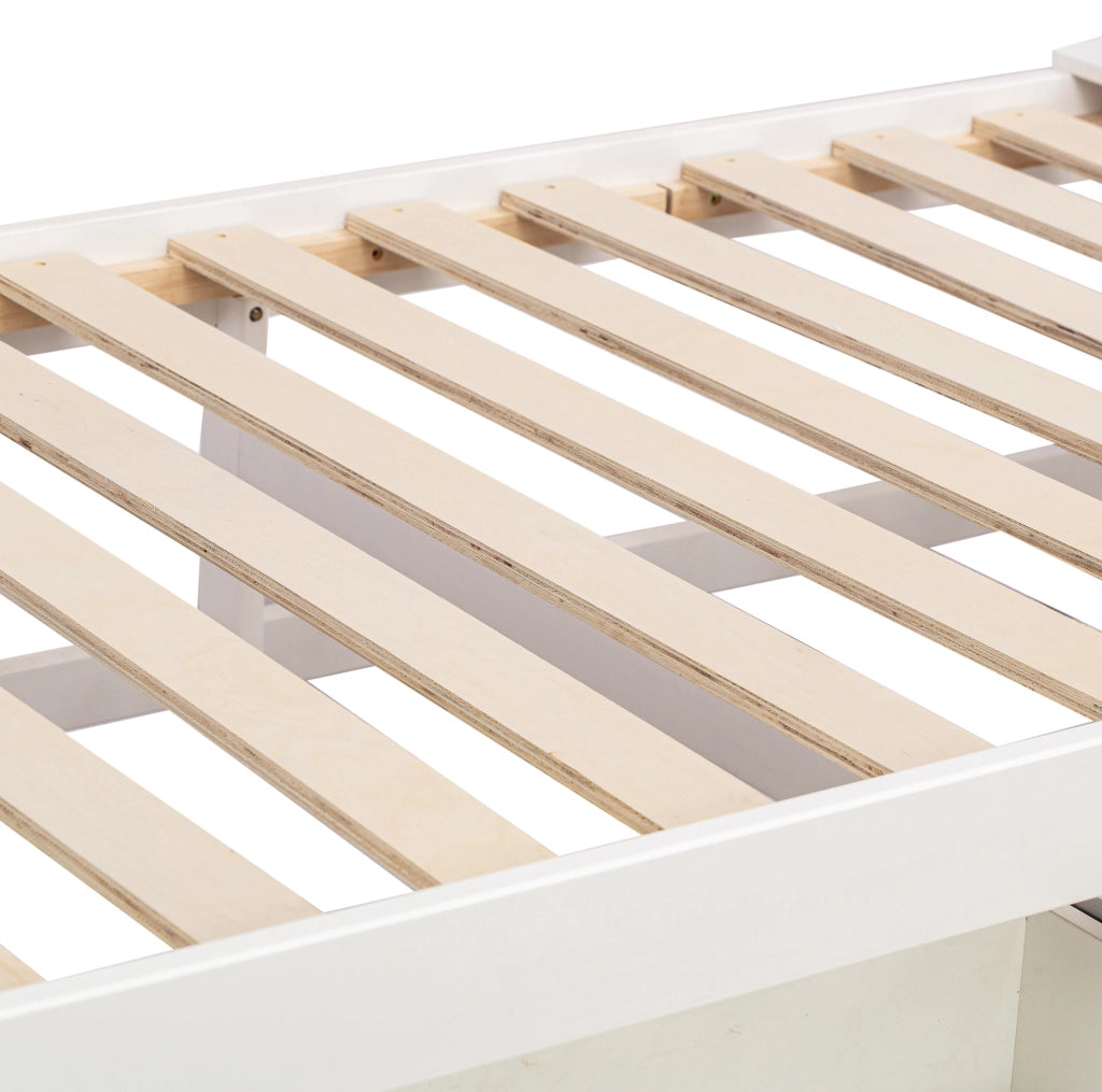 Letto in legno 90x190 cm con letto estraibile; 2 cassetti; USB e vano contenitore