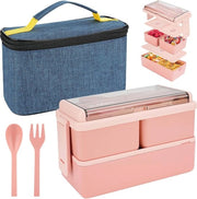 Borsa da pranzo da 1400 ml con 3 compartimenti - contenitore a doppia parete impermeabile - contenitore per preparazione pasti per adulti - bambini - studenti - ufficio - microonde