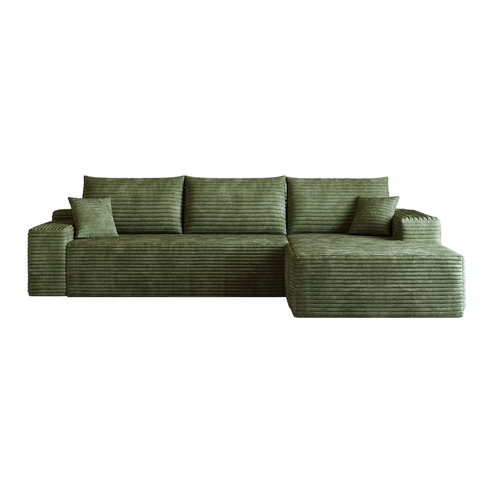 Divano angolare chaise longue ¨C Minimal ¨C verde velluto 270cm imbottito