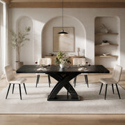 Tavolo da pranzo allungabile nero in MDF e metallo 120-160 cm