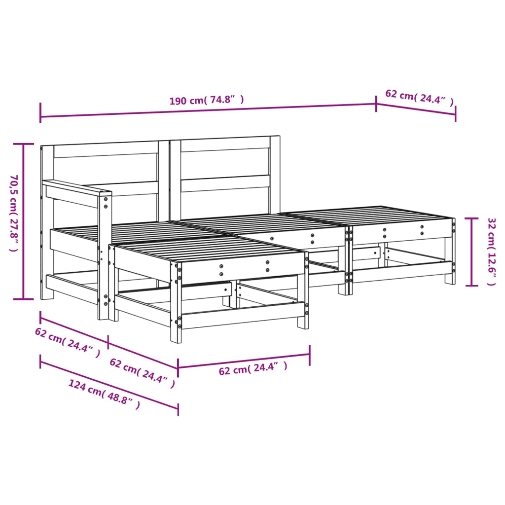 Set Salotto da Giardino 4 pz in Legno Impregnato di Pino 3186493