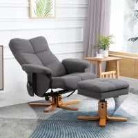 Poltrona Relax con Poggiapiedi, Inclinazione a 145°, in Poliestere, 80x86x99 cm, Grigio