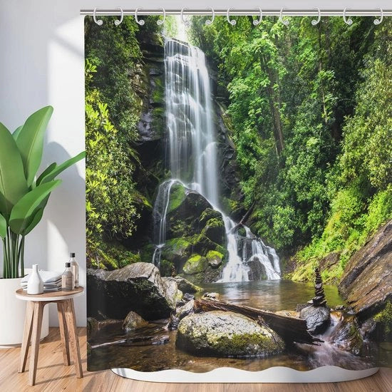 Douchegordijn tropicale giungla - Impermeabile e lavabile - Albero verde e paesaggio naturale - Ideale per la cabina doccia