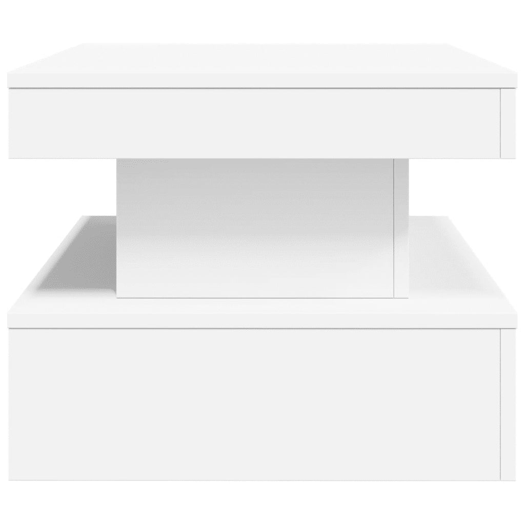 Tavolino da Soggiorno con Luci LED Bianco 90x50x40 cm 839847