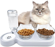 Vassoio alimentare per gatti 3 in 1, con inclinazione di 15 gradi, alimentatore per gatti con fontane per acqua, vaschette per gatti alte, vaschetta per gatti, alimentatore per gatti.