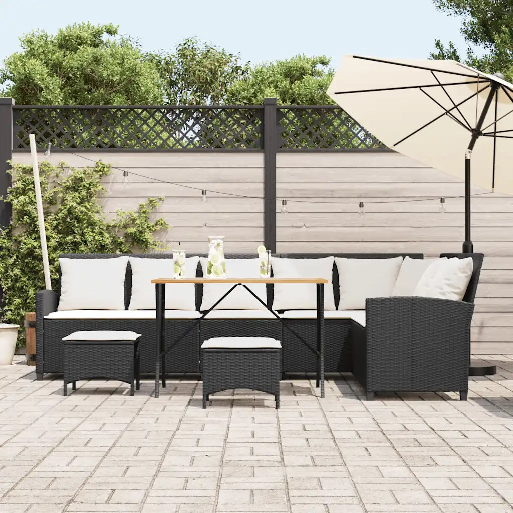 Set Divani da Giardino 4 pz con Cuscini Forma L Polyrattan Nero 3365324