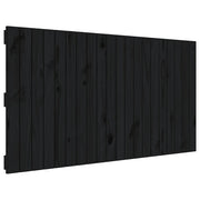 Testiera | Testata da Parete Nera 127,5x3x60 cm in Legno Massello di Pino