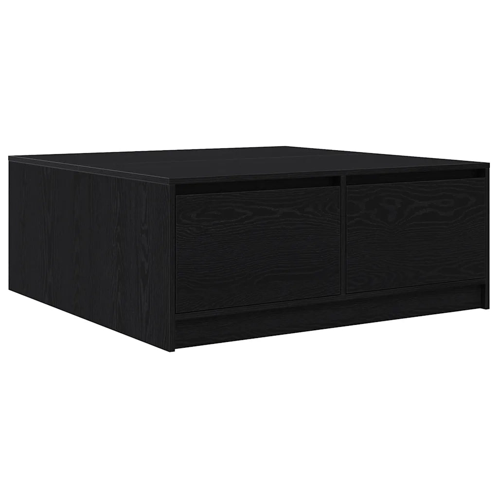 vidaXL Tavolino da Salotto con Cassetti Rovere Nero 100x100x40 cm