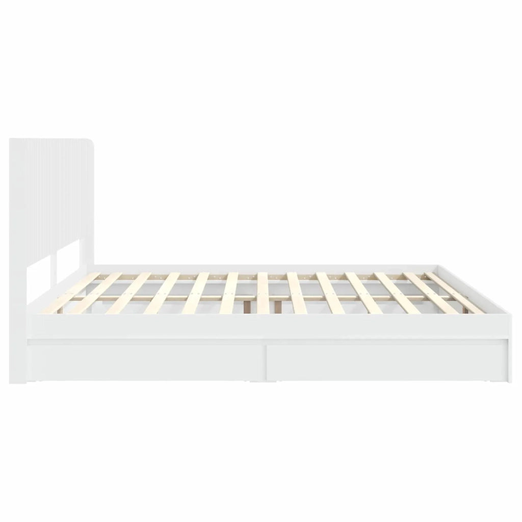 Struttura del letto con stoccaggio e testata-Giroletto con contenitore Bianco 793897