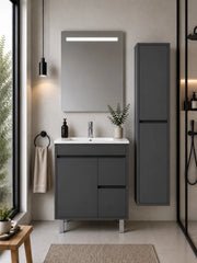 Mobile bagno con lavabo ORIGENBATH ISQUIA senza specchio 60x45 cm grafite con colonna