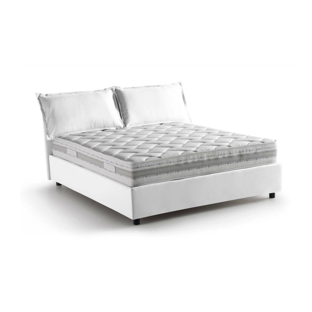 Letto Matrimoniale Amy, Letto Matrimoniale Materasso Incluso Made in Italy, Bianco
