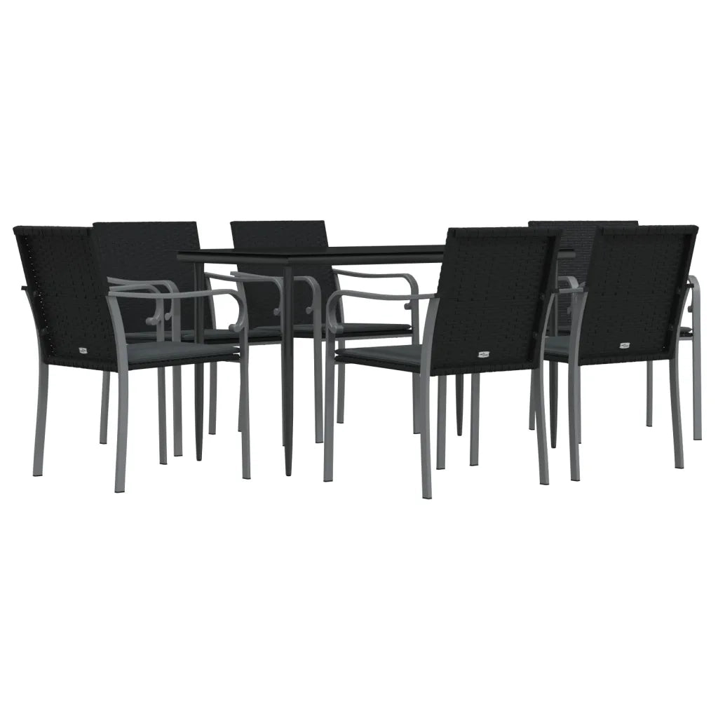 Set Pranzo da Giardino 7 pz con Cuscini in Polyrattan e Acciaio 3186948