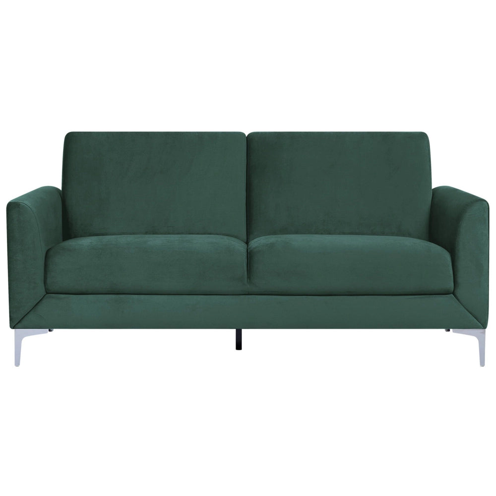 Divano Verde Rivestimento in Tessuto con Gambe di colore Argento 3 Posti Glam salotto