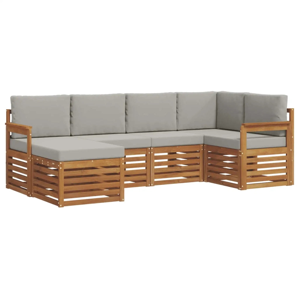 Set divano sezionale con cuscino 6 pcs Grigio Naturale e Chiaro 3375076