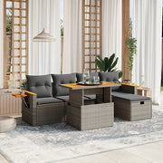 Set Divano da Giardino 6 pz con Cuscini Grigio in Polyrattan 3276140