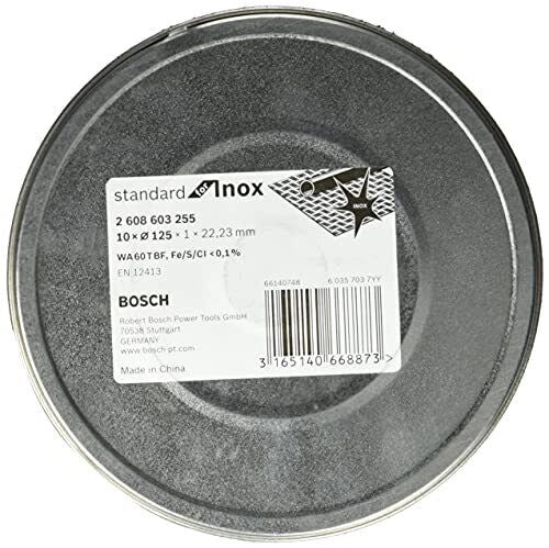 Bosch 2608603255 Standard for Inox Disco da Taglio Rapido 125mm 1mm 22.23mm 10 pezzi colore Nero
