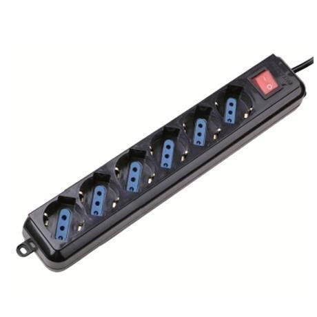 Nilox CEEW3923 prolunghe e multiple 1,5 m 6 presa(e) AC Nero