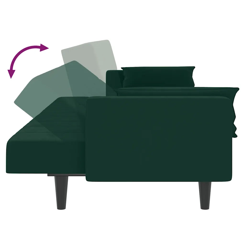 Divano letto | Sof¨¤ letto | Letto singolo a 2 Posti con 2 Cuscini Verde Scuro in Velluto