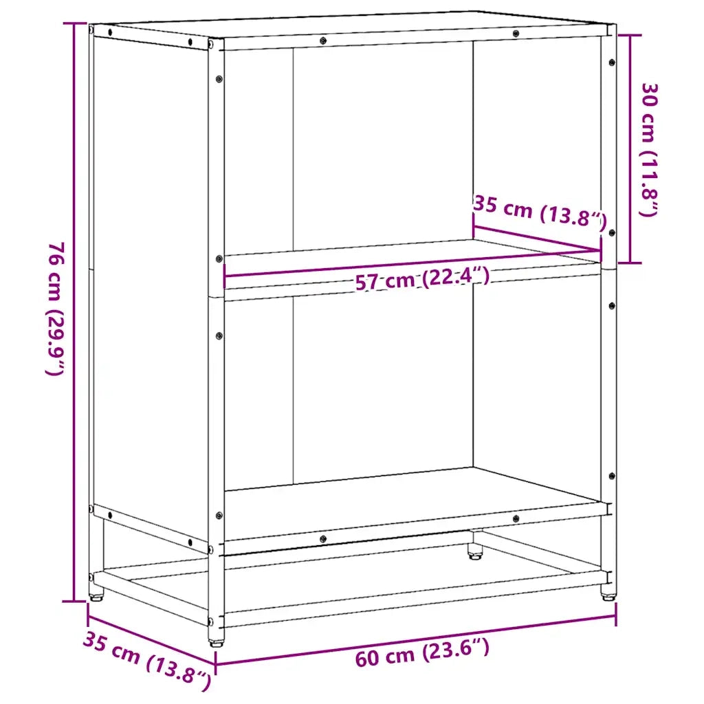 Libreria Nera 60x35x76 cm in Legno Multistrato 849099