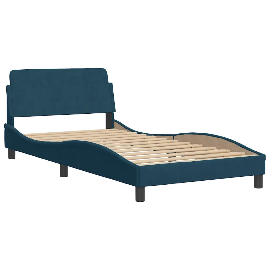 Giroletto con LED senza Materasso-Struttura Letto Hanko Blu 100x200 cm in Velluto