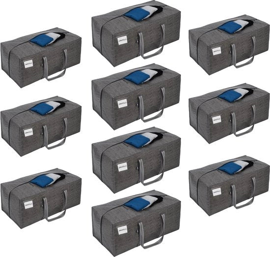 Scatoloni grandi e sostenibili con chiusura a zip - Grigio - 10 pezzi 

Modello: 12345
Capacità: 25 litri
Materiale: Poliestere riciclato
Dimensioni: 45x30x20 cm