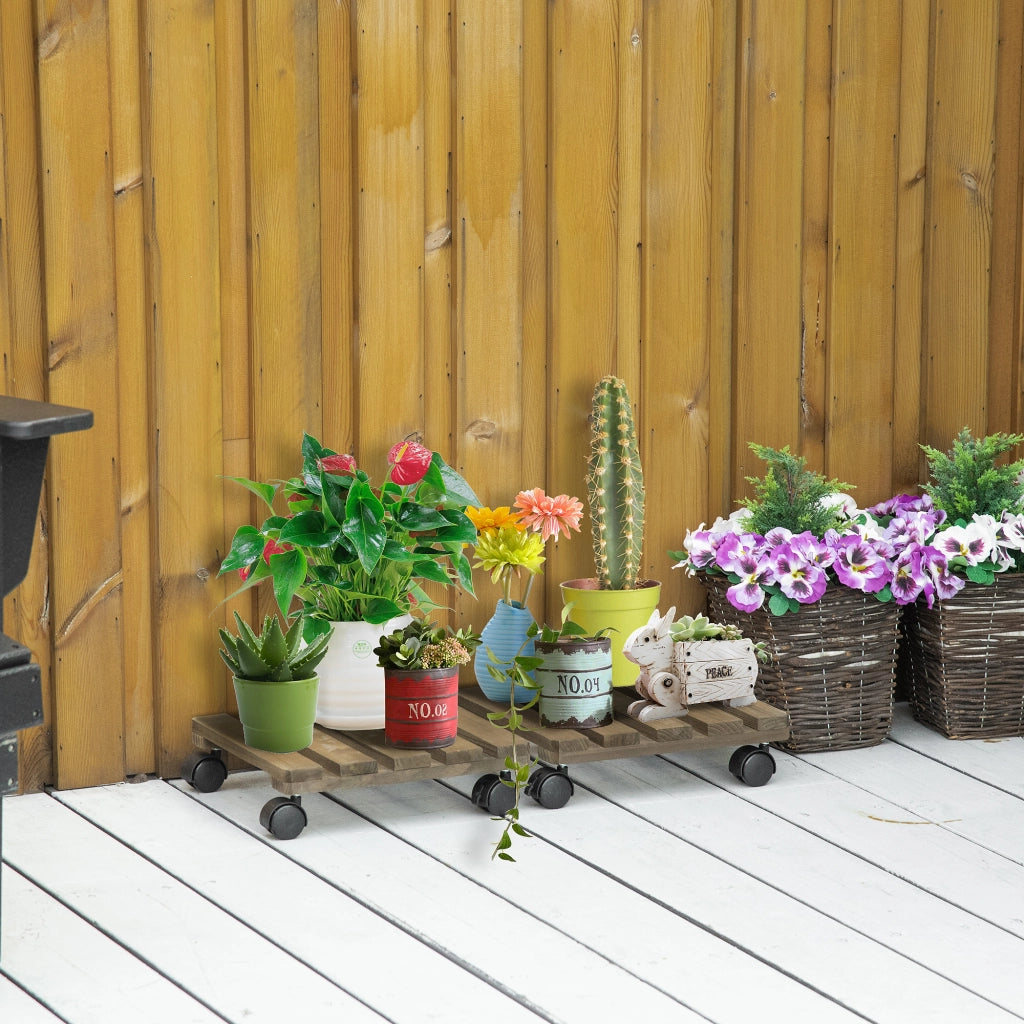 Supporto per piante con ruote in legno ¨C zephmum ¨C marrone scuro 50 kg