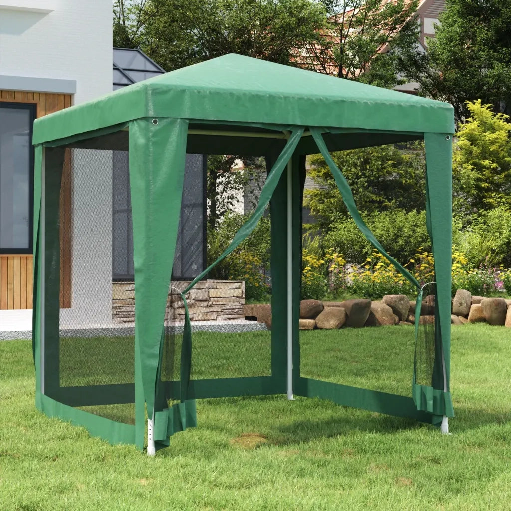 Tenda per Feste con 4 Pareti Laterali in Rete-Tenda Gazebo Verde 2x2 m HDPE
